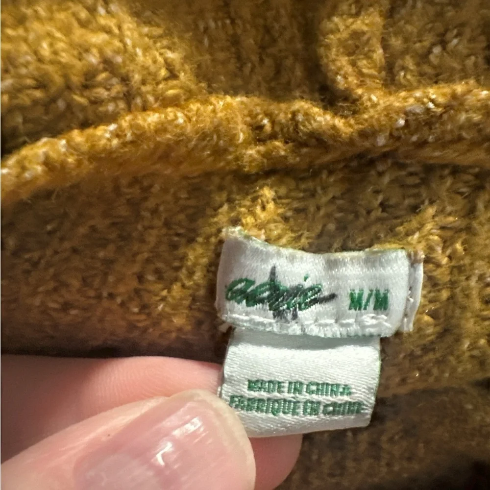 Aerie Mustard Waffle Knit Hoodie Sweatshirt - Picture 5 of 6